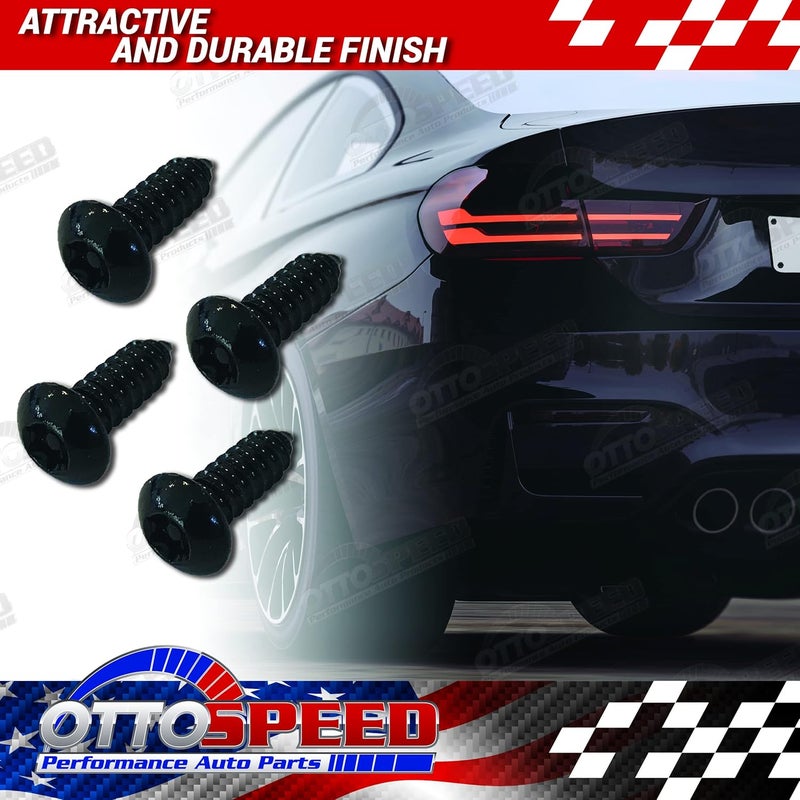 OttoSpeed Anti-Theft License Plate Screws Fastener Kit - Rustproof Black Screws, Nylon Screw Inserts, Black Screw Covers, and Anti-Rattle Foam Pads for Fastening License Plates (Black Stainless Steel) - Image 2